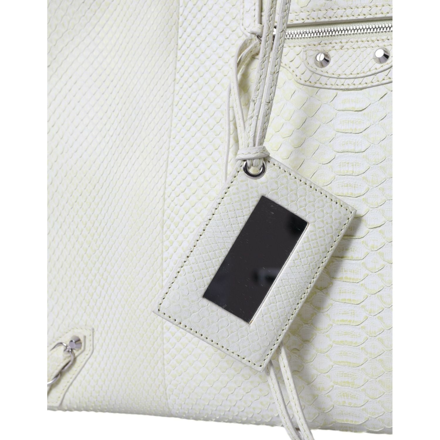 Balenciaga White Yellow Exotic Skin Leather Shopping Tote PAPIER Bag