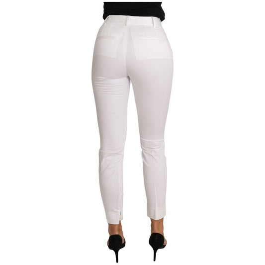 Dolce & Gabbana Chic White Slim Dress Pants Dolce & Gabbana Light Gray