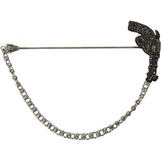 Dolce & Gabbana Brass Copper Silk Revolver Gun Men Brooch Lapel Pin Brooch