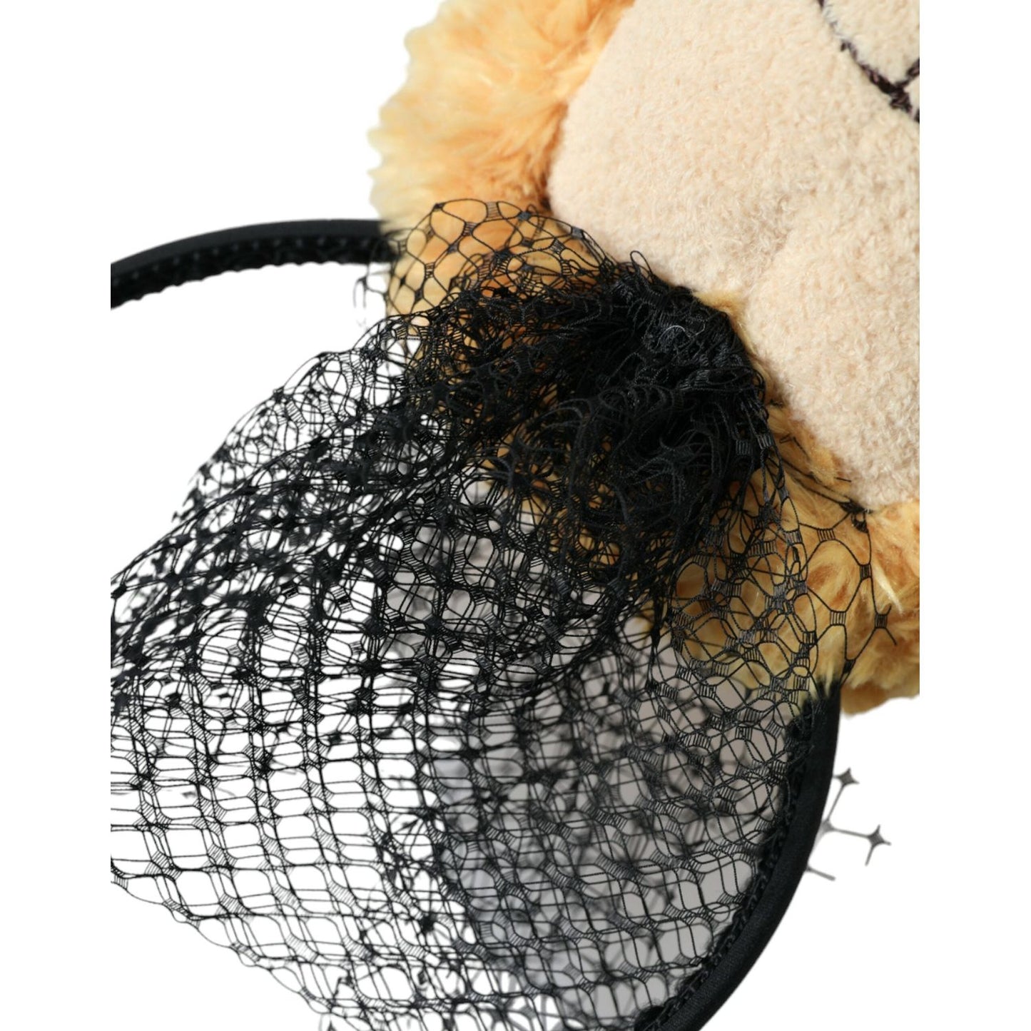 Dolce & Gabbana Brown Teddy Bear Gold Crystal Crown Hair Band Diadem SMY101424