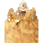 Dolce & Gabbana Brown Teddy Bear Gold Crystal Crown Hair Band Diadem SMY101424