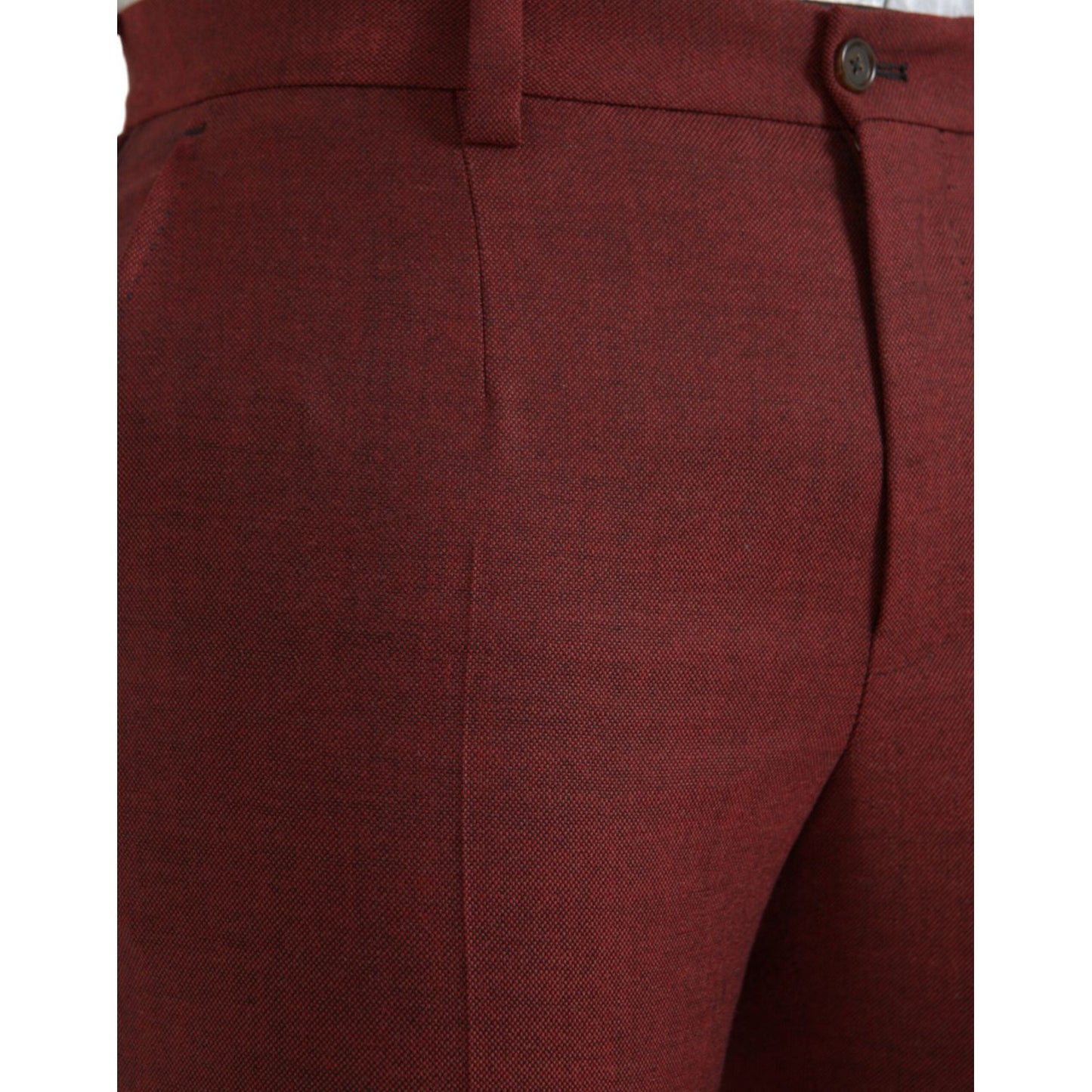 Dolce & Gabbana Maroon Wool Men Skinny Dress Pants