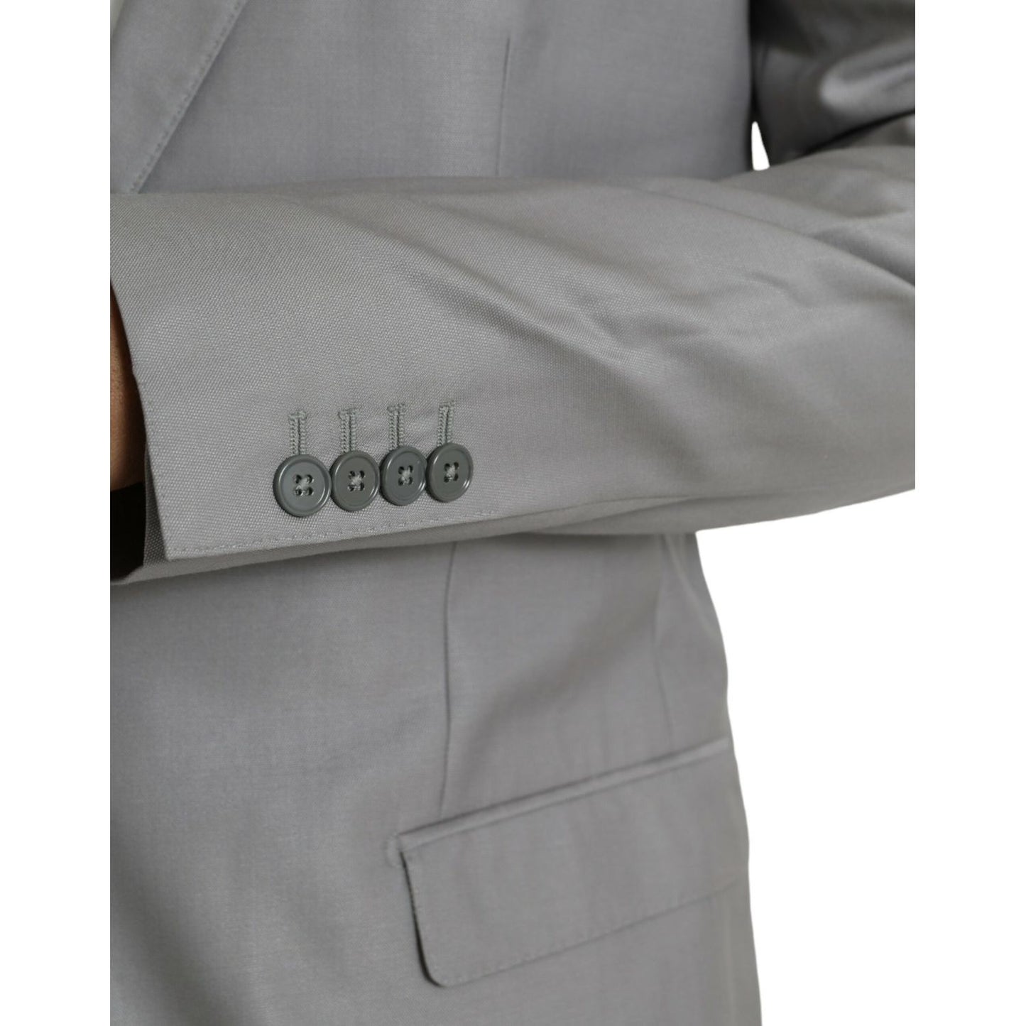 Dolce & Gabbana Gray Wool Peak Single Breasted Coat Blazer