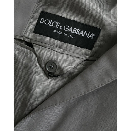 Dolce & Gabbana Gray Wool Peak Single Breasted Coat Blazer