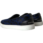 Dolce & Gabbana Blue Calfskin Hair Leopard Sneakers Shoes MV5637-40.5
