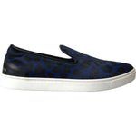 Dolce & Gabbana Blue Calfskin Hair Leopard Sneakers Shoes MV5637-40.5