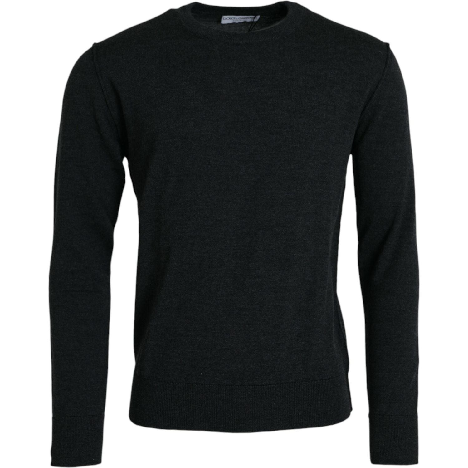 Dolce & Gabbana Dark Gray Wool Crew Neck Pullover Sweater
