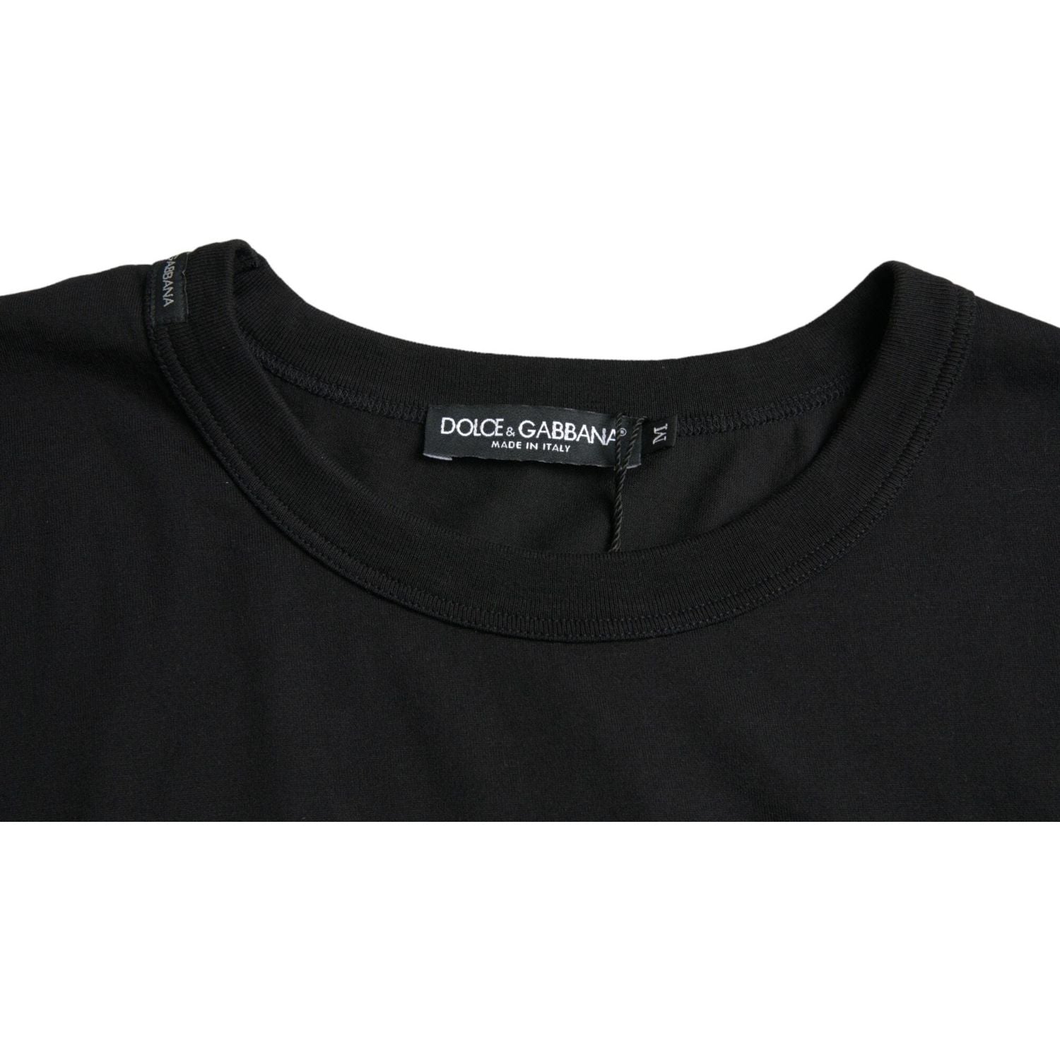 Dolce & Gabbana Black Logo Embossed Crew Neck Short Sleeves T-shirt