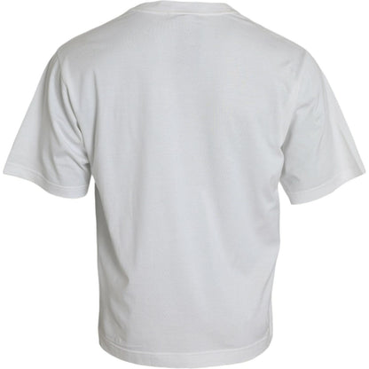 Dolce & Gabbana White Embellished Cotton Crew Neck T-shirt