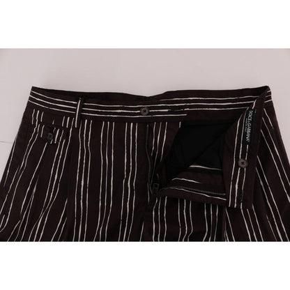 Dolce & Gabbana Bordeaux White Striped Hemp Casual Shorts
