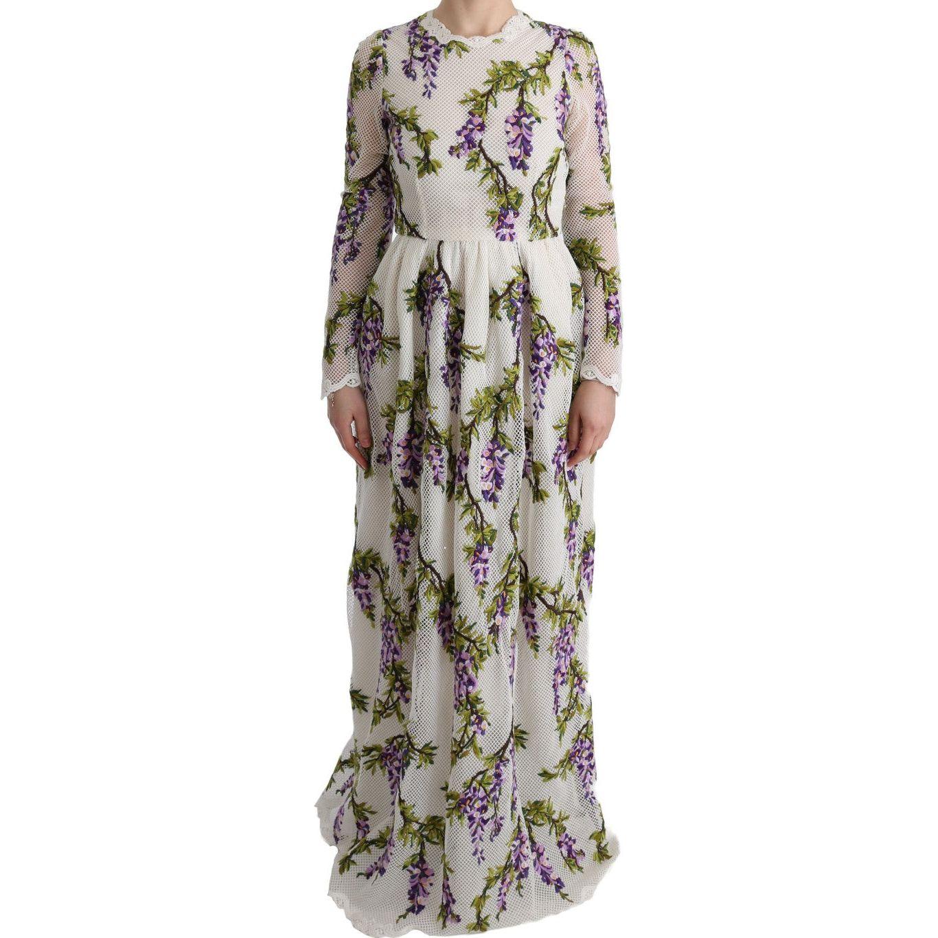 Dolce & Gabbana White Floral Embroidered Maxi Dress