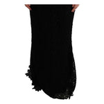 Dolce & Gabbana Black Floral Ricamo Sheath Long Dress SIG60580-1