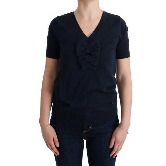 MARGHI LO' Blue 100% Lana Wool Blouse Top SIG30147-2