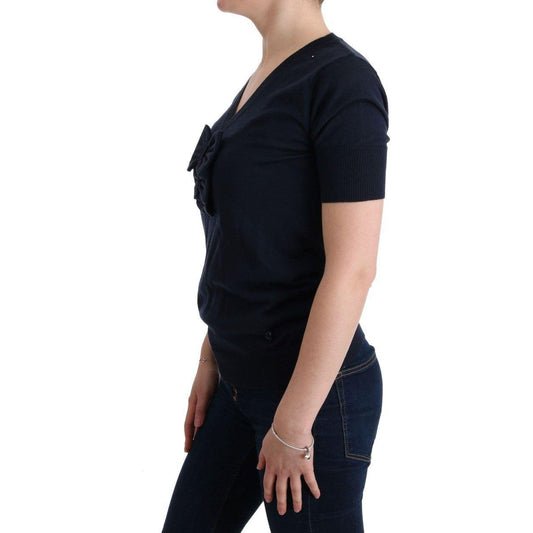 MARGHI LO' Blue 100% Lana Wool Blouse Top SIG30147-2