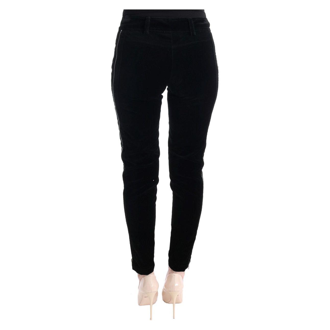 Ermanno Scervino Black Viscose Blend Velvet Cropped Pants