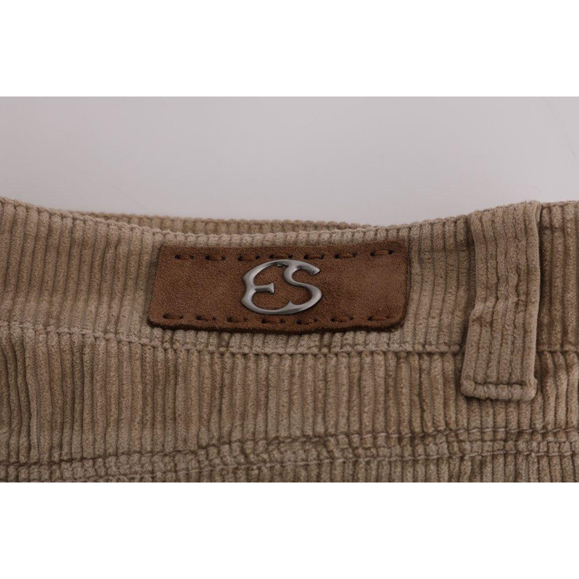 Ermanno Scervino Beige Cotton Velvet Regular Fit Pants