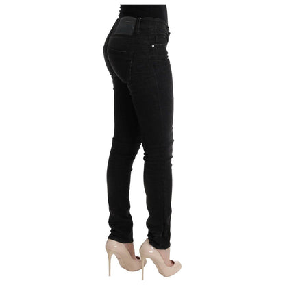 Acht Black Denim Cotton Bottoms Slim Fit Jeans Jeans & Pants