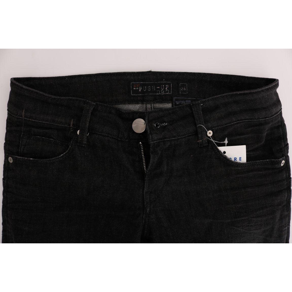 Acht Black Denim Cotton Bottoms Slim Fit Jeans