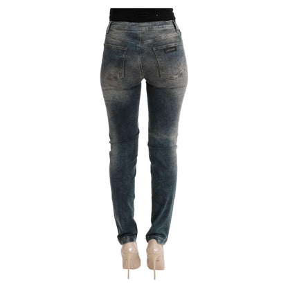 Cavalli Blue Wash Cotton Blend Slim Fit Jeans