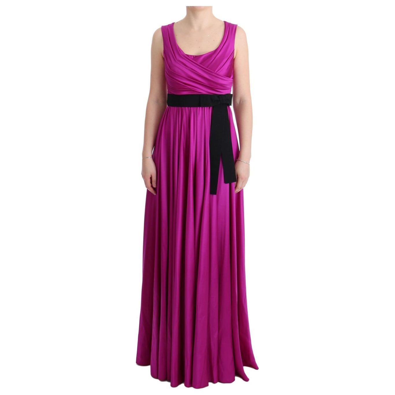 Dolce & Gabbana Pink Silk Stretch Shift Long Dress SIG60653-1