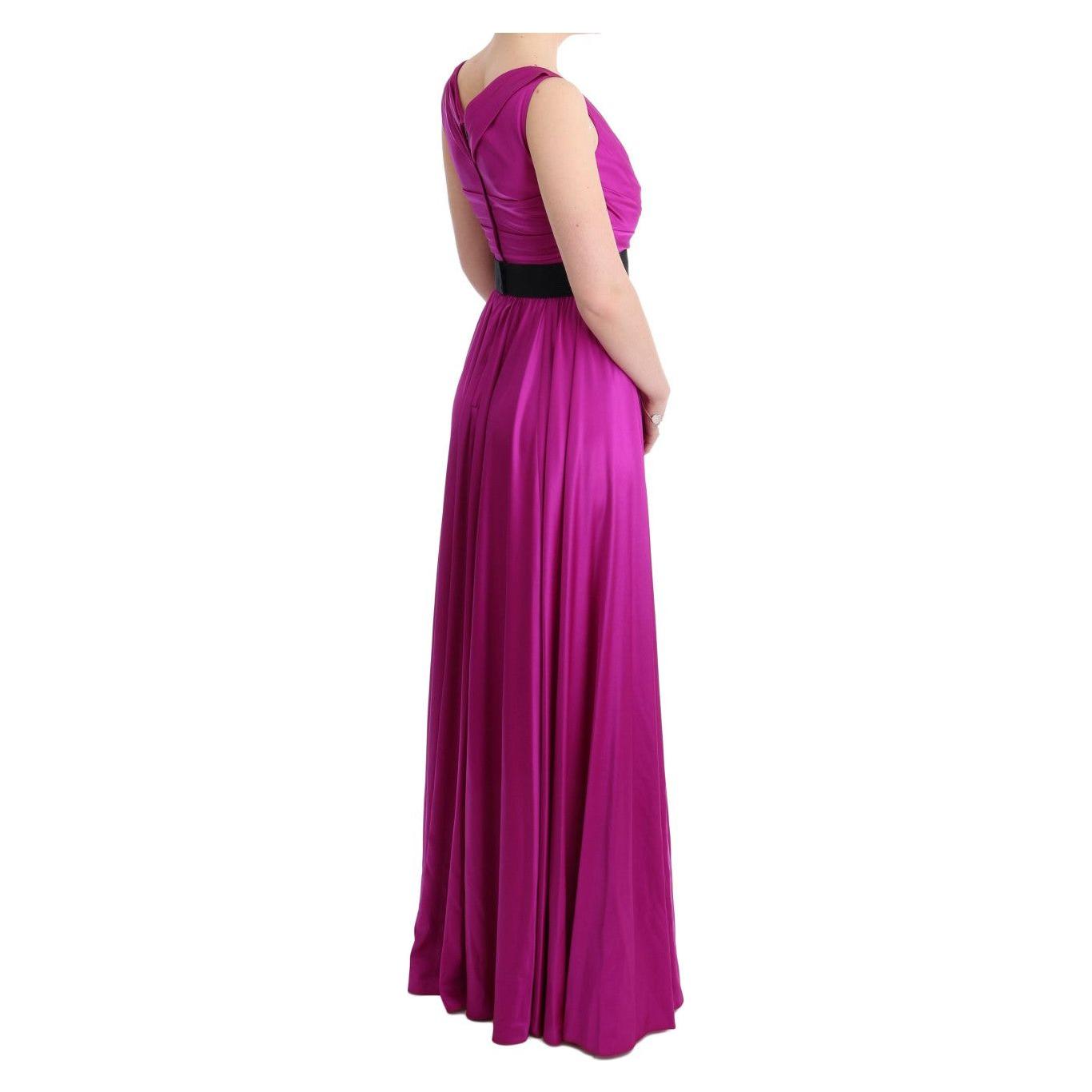Dolce & Gabbana Pink Silk Stretch Shift Long Dress SIG60653-1
