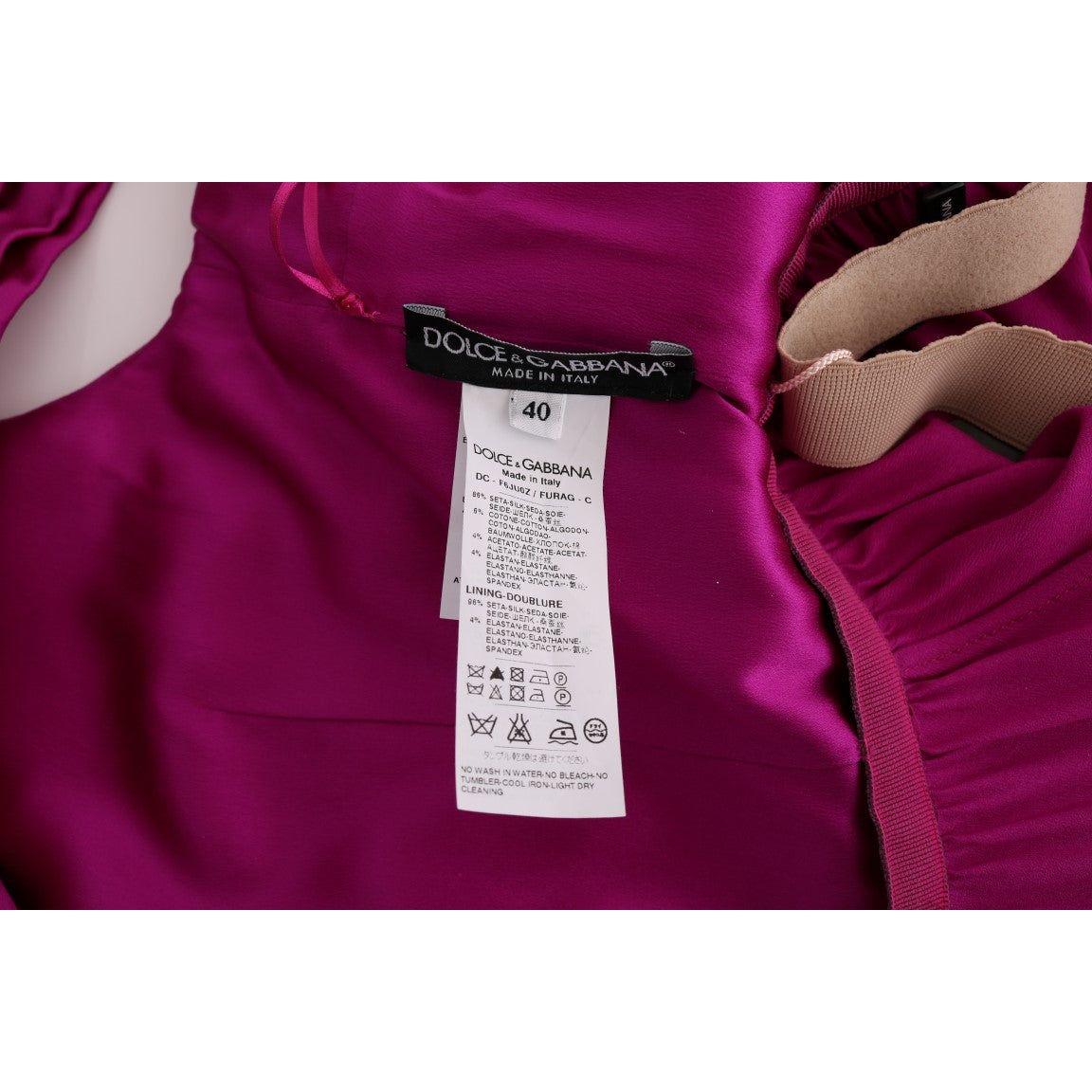 Dolce & Gabbana Pink Silk Stretch Shift Long Dress SIG60653-1