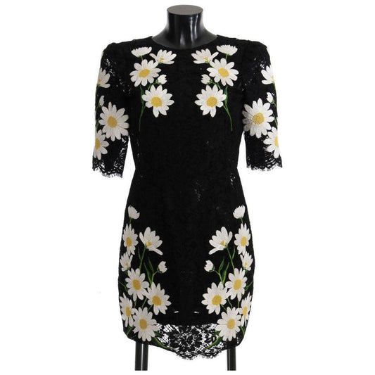 Dolce & Gabbana Black Floral Lace Chamomile Embroidered Dress Dolce & Gabbana Black