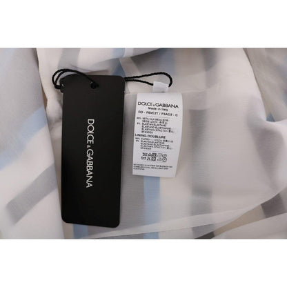 Dolce & Gabbana Blue White Striped Silk Stretch Shift Dress