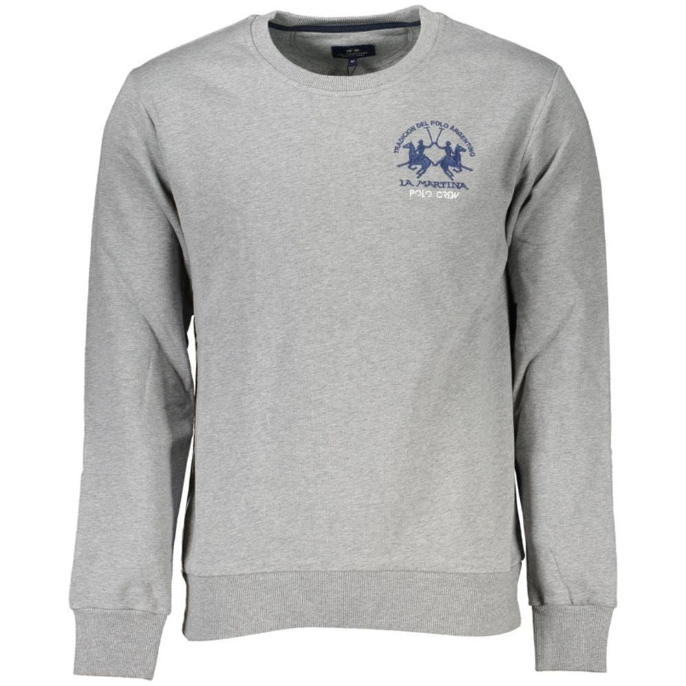 La Martina Gray Cotton Men's Crewneck Sweater