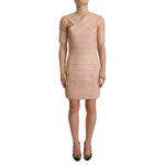 Dsquared² Beige Leather Open Shoulder Sheath Mini Dress 295403198452 -42