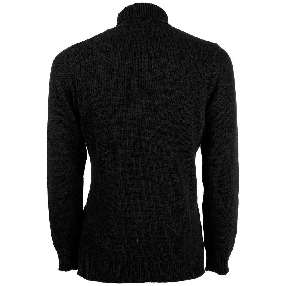 Emilio Romanelli Black Cashmere Men Turtleneck Sweater