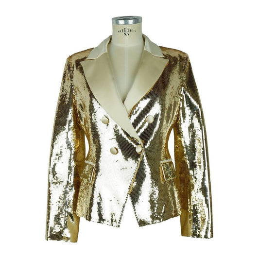 Elisabetta Franchi Chic Sequined Double-Breasted Yellow Jacket EL-8360-IT38|XS