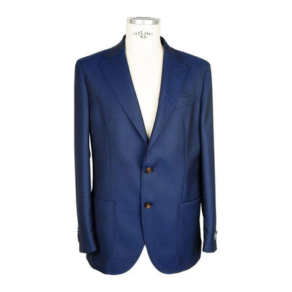 Emilio Romanelli Blue Wool Men Blazer