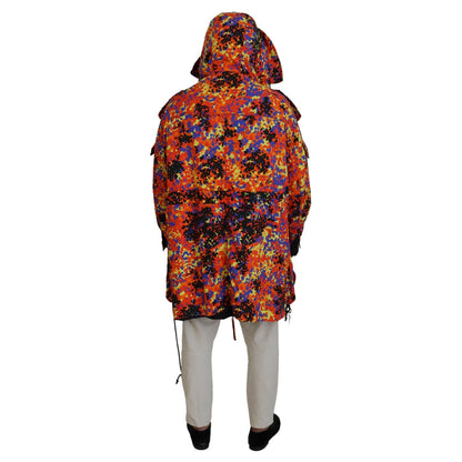 Dsquared² Multicolor Long Hooded Cargo Pocket Coat Jacket