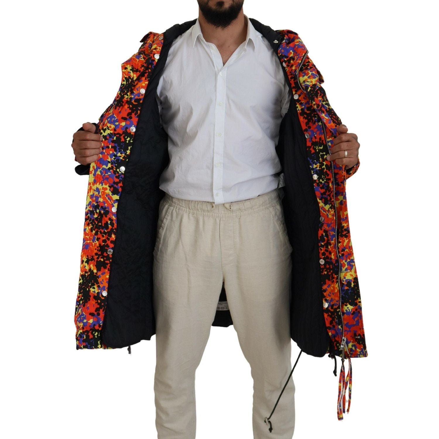 جاكيت Dsquared² متعدد الألوان بغطاء رأس وجيب كارجو