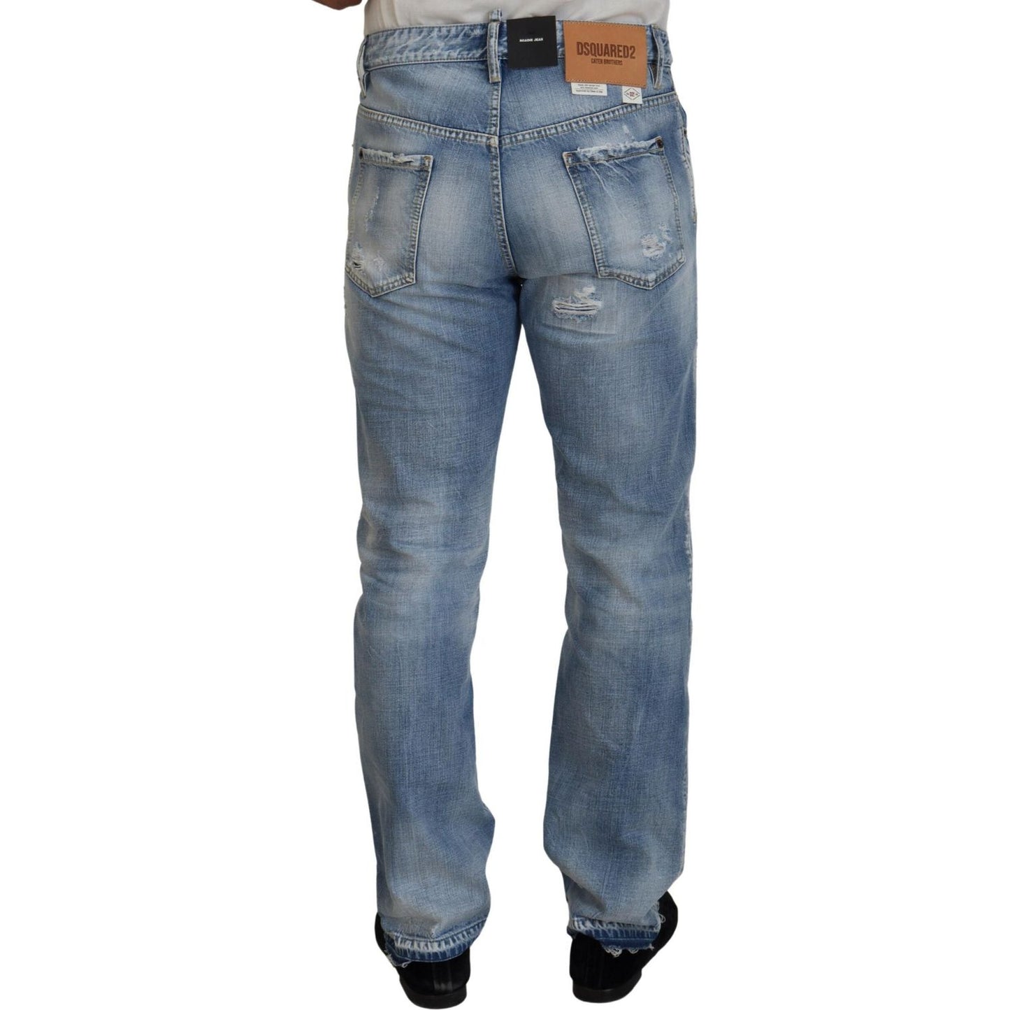 Dsquared² Blue Washed Straight Fit Men Casual Denim Jeans Dsquared² Dim Gray