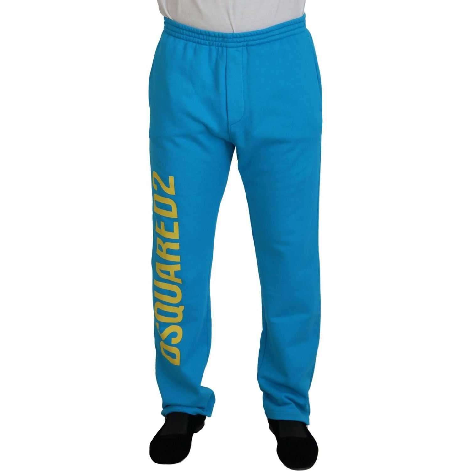 بنطال كاجوال من القطن باللون الأزرق الفاتح بطبعة شعار Dsquared²