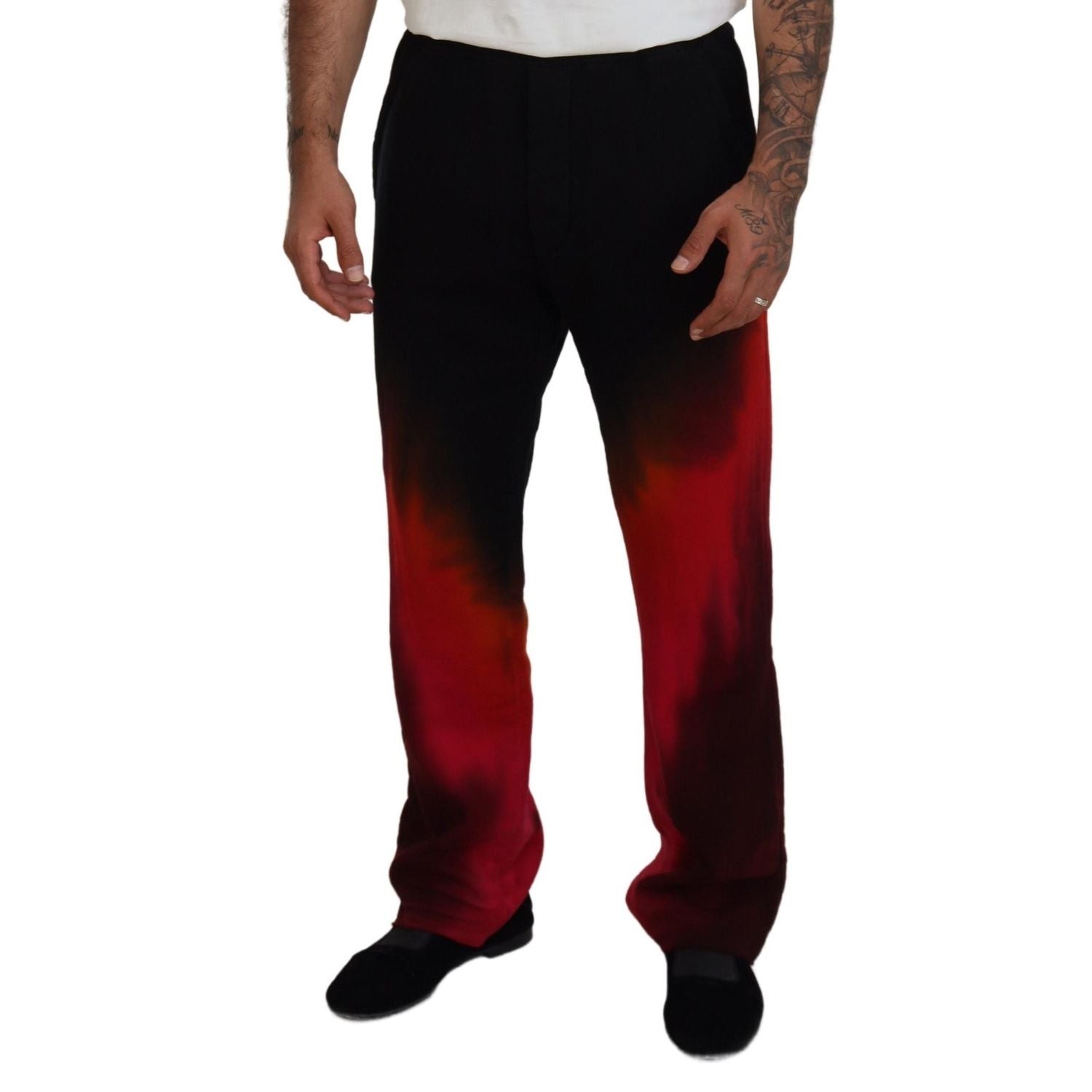 Dsquared² Black Red Cotton Logo Print Casual Pants