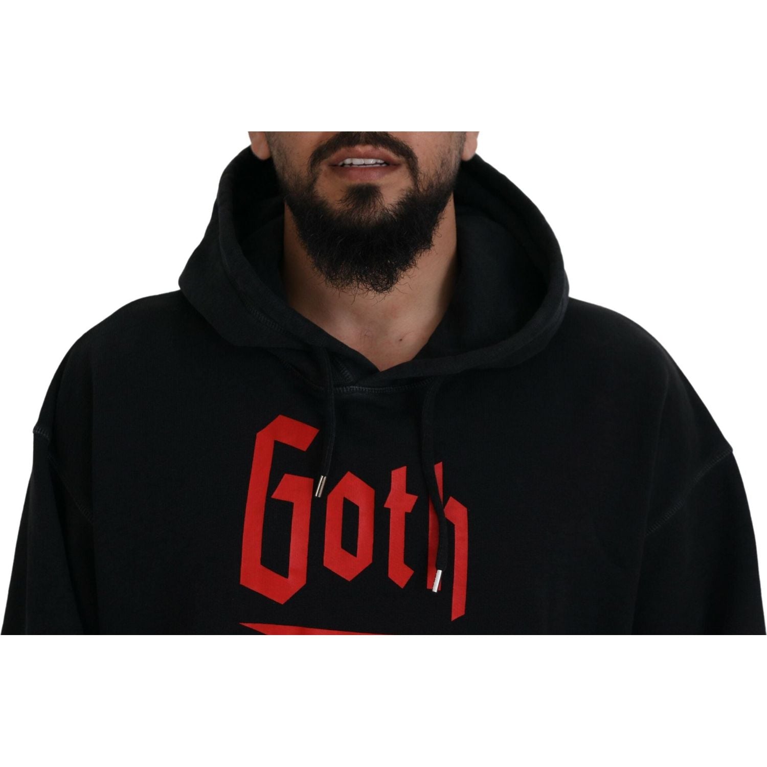 سترة رجالية مطبوعة بغطاء رأس من القطن الأسود من Dsquared²