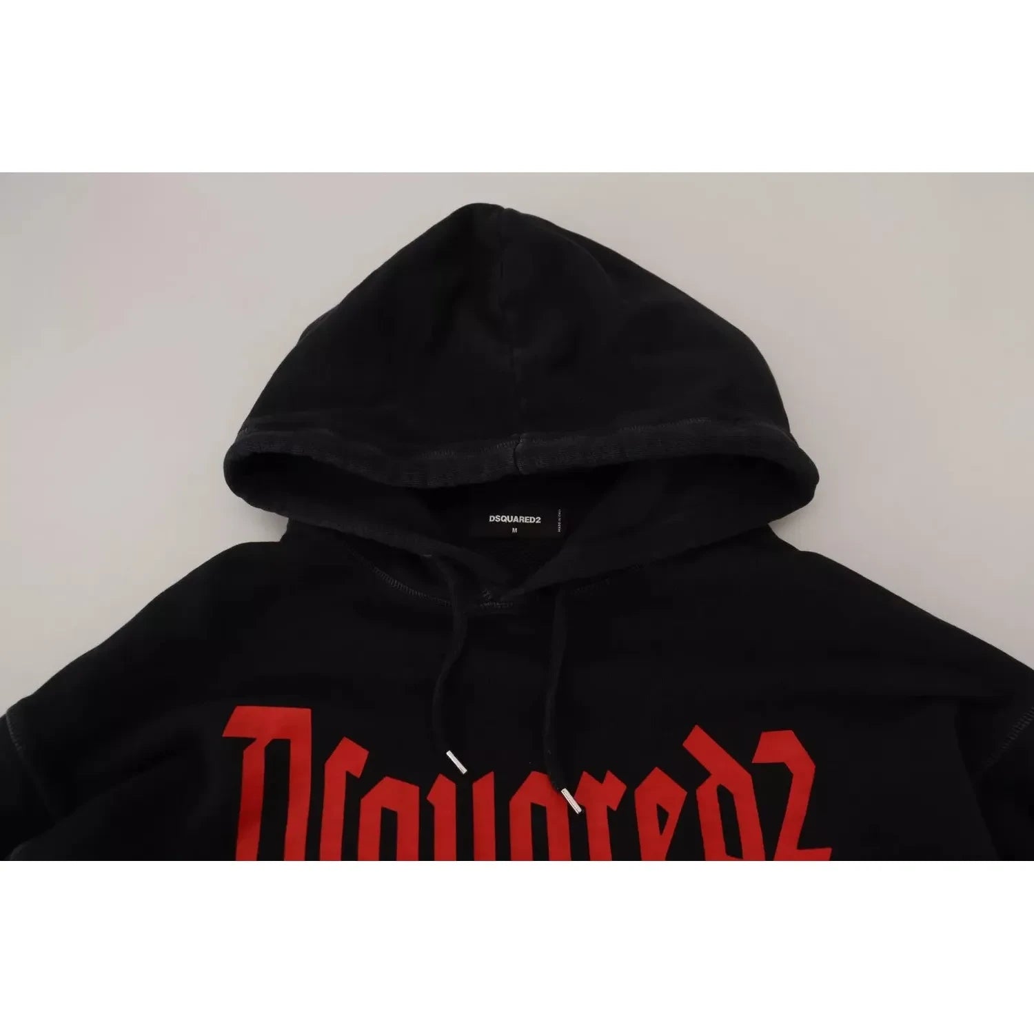 سترة رجالية مطبوعة بغطاء رأس من القطن الأسود من Dsquared²