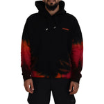 Dsquared² Black Red Cotton Hooded Tie Dye Pullover Sweater