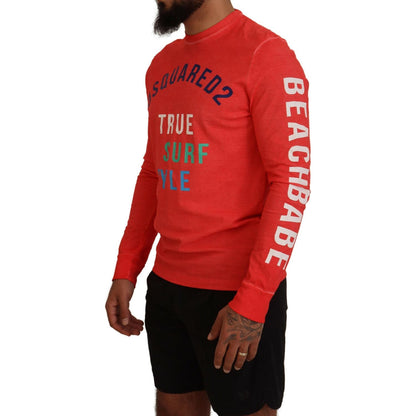 Dsquared² Orange Colorful Print Long Sleeves Top T-shirt