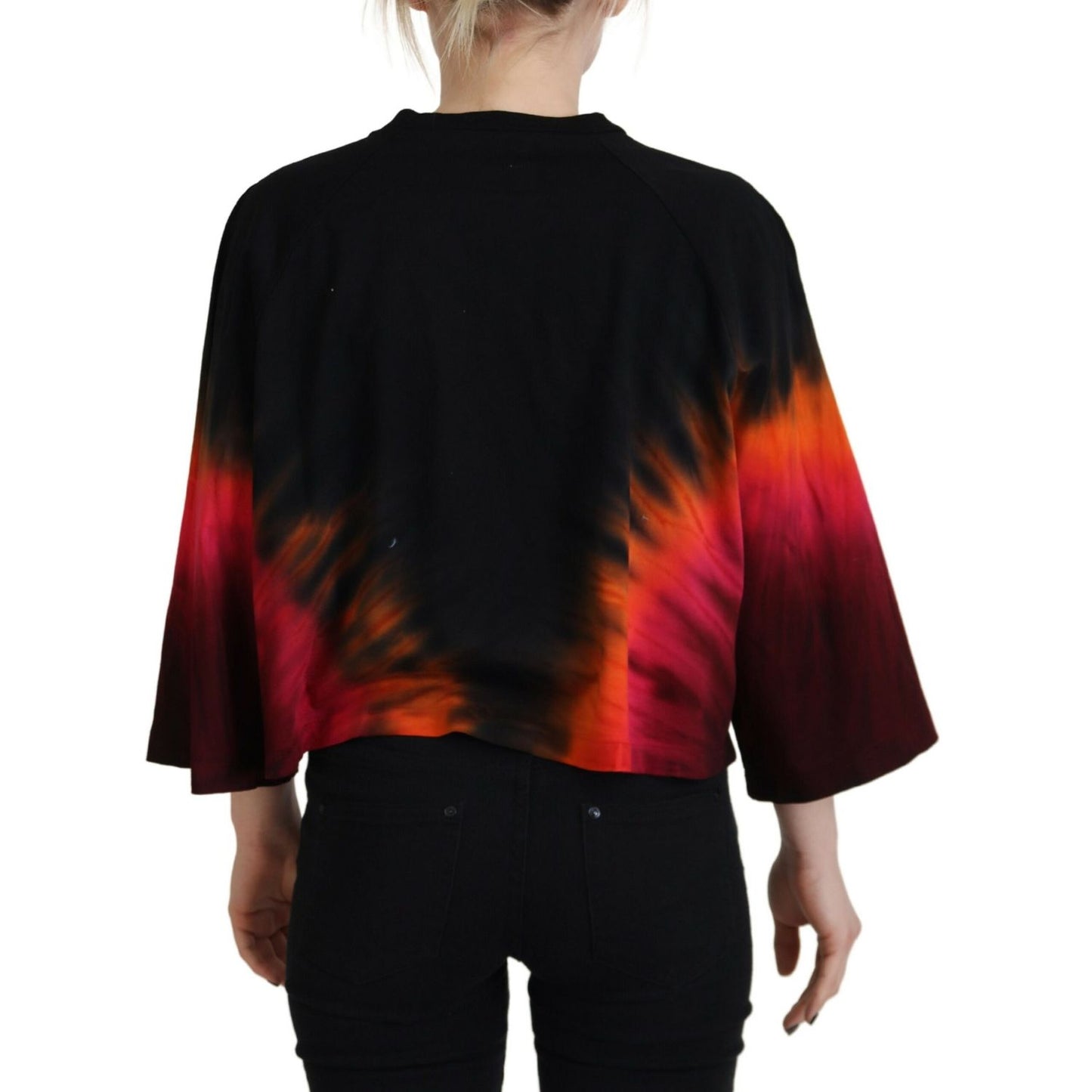 Dsquared² Black Cotton Tie Dye Crew Neck Casual Top
