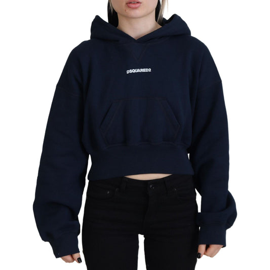Dsquared² Blue Logo Print Hooded Cap Long Sleeve Sweater Dsquared² Black