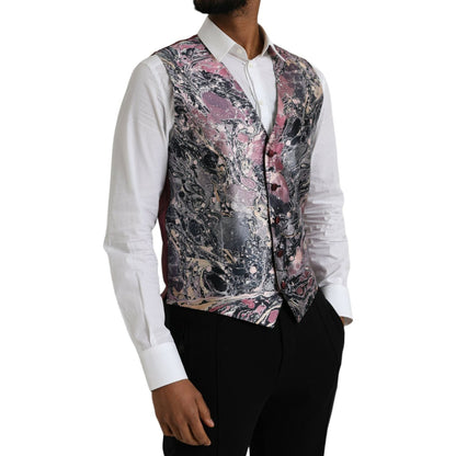 Dolce & Gabbana Multicolor Galaxy Silk Waistcoat Formal Vest