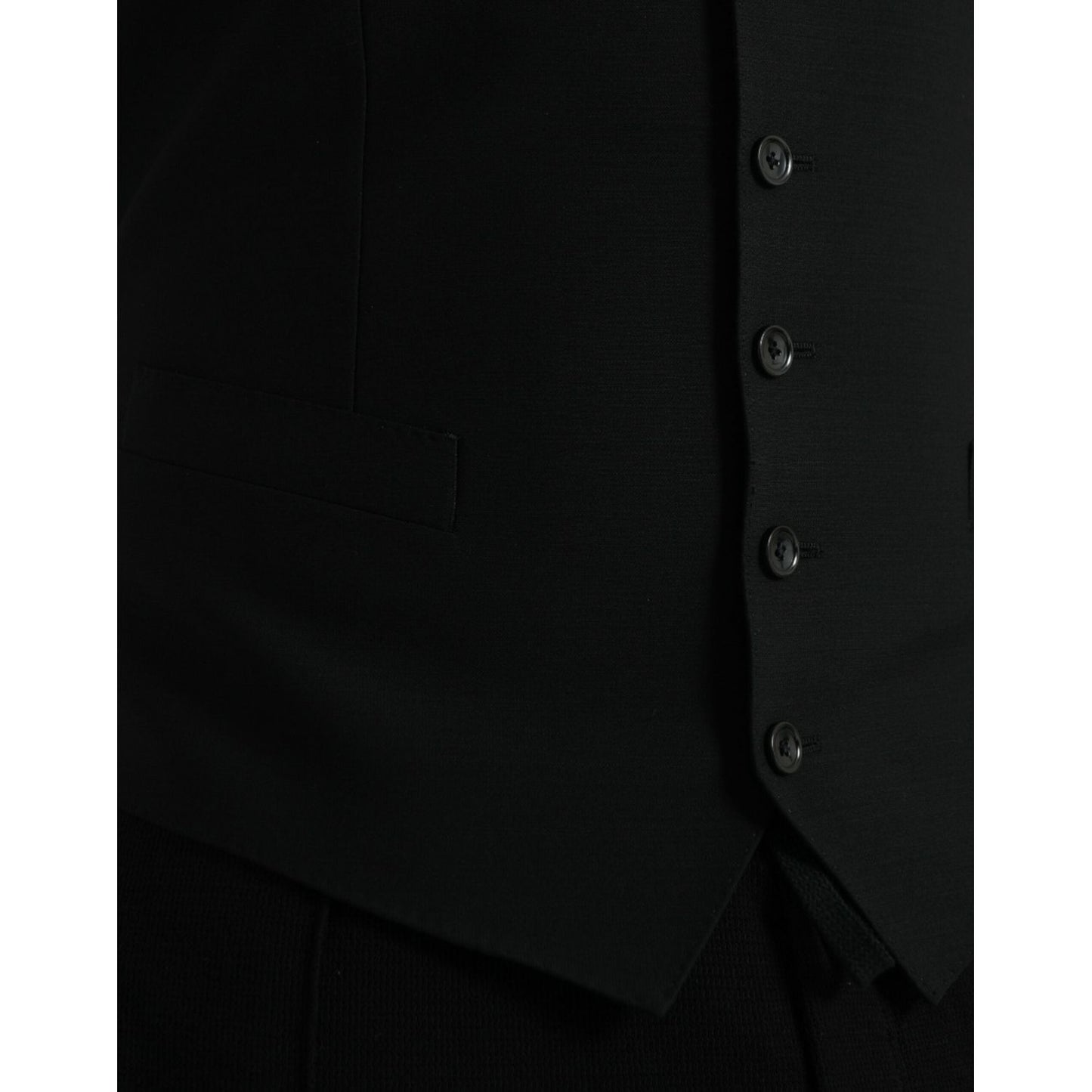 Dolce & Gabbana Black Wool Waistcoat Dress Formal Vest