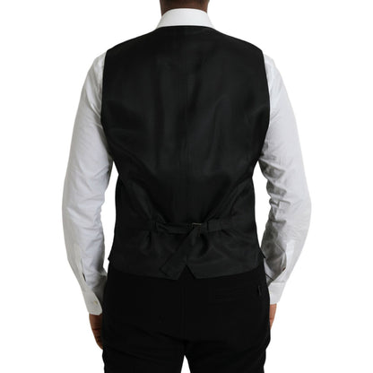 Dolce & Gabbana Black Wool Waistcoat Dress Formal Vest