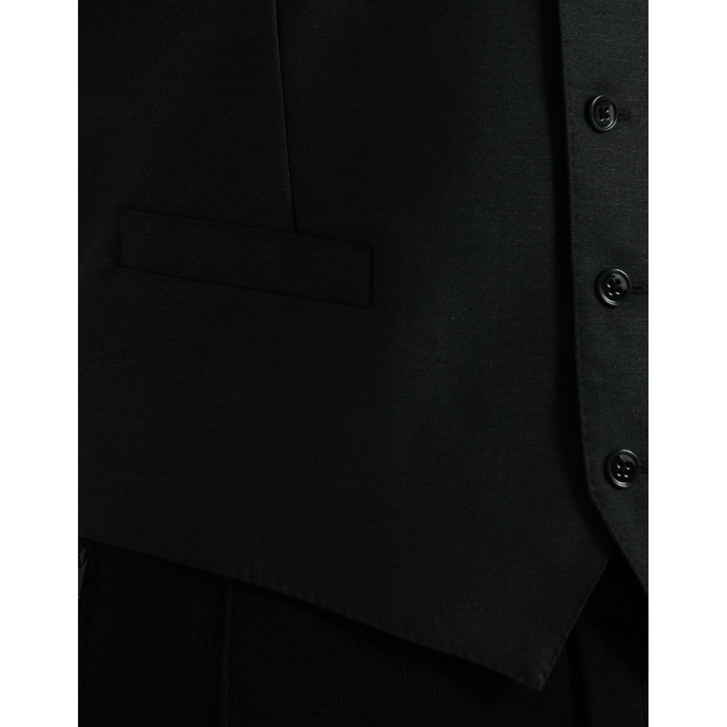 Dolce & Gabbana Black Wool Waistcoat Dress Formal Vest