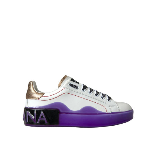 Dolce & Gabbana White Leather Portofino Low Top Sneakers Shoes