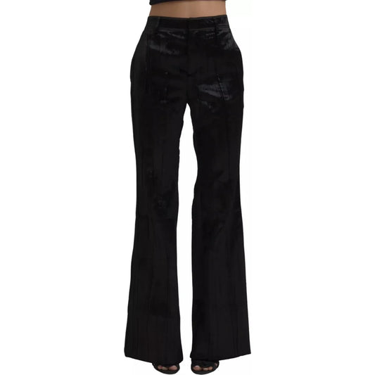 Dsquared² Black Viscose Super Flare High Waist Pants PAN74479-38
